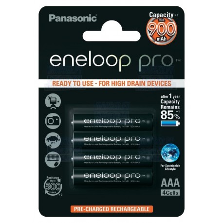 Pilhas/Baterias Recarregáveis AAA Panasonic Eneloop Pro 950mAh