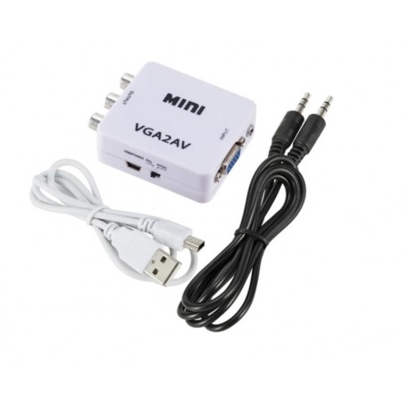 Mini Conversor VGA Para AV Com Jack Áudio 3.5mm