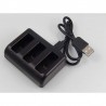 Carregador de 3 slots (Micro USB e USB 3.1 Tipo C) Para Baterias GoPro AHDBT-501