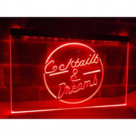 Placa/Sinal Néon Led Cocktails & Dreams