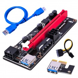Placa Riser PCI-e 1x 16x / 60cm / USB3 / 2x6pin / Molex 009S