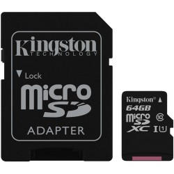 Pack Cartão de Memória Kingston de 64GB + Adaptador Duplo de MicroSD para Memory Stick Pro Duo