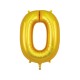 Balão Foil Número 0 de 40'' - 102cm Dourado