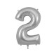 Balão Foil/ Festa/ Aniversário/ Evento Números De 0 a 9 de 102cm ( centímetros ) Prateado