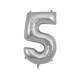 Balão Foil/ Festa/ Aniversário/ Evento Números De 0 a 9 de 102cm ( centímetros ) Prateado
