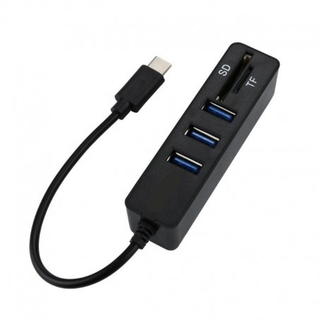 HUB Type-C (USB-C) Com 3 Portas USB 3.1/2.0 + Leitor De Cartões SD e TF