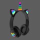 Fones/Headphones Bluetooth de Unicórnio/Cat/Gato Com Luz LED RGB - Preto