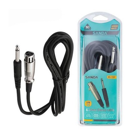 Cabo XLR 3p Fêmea / Jack 6.35mm Macho 5m