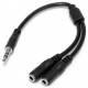 Adaptador Divisor de Auriculares Mini-Jack 3,5mm 3 pines Macho para 2x Mini-Jack 3 pines 