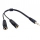 Adaptador Divisor de Auriculares Mini-Jack 3,5mm 3 pines Macho a 2x Mini-Jack 3 pines 