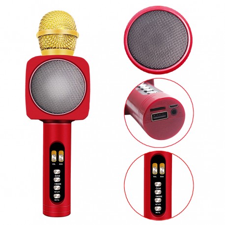 Microfone c/ Coluna Bluetooth Karaoke Wireless