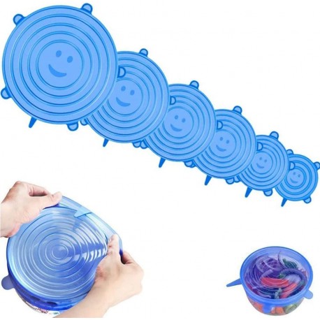 Conjunto de 6 Tampas de Silicone Elásticas 