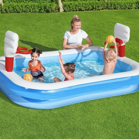 Piscina Insuflável Infantil com Cestos de Basquetebol