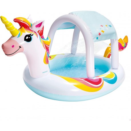Piscina Insuflável Unicórnio INTEX com Guarda-sol Desmontável e Pulverizador de Água