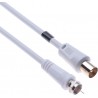 Cabo Coaxial Aéreo de 2m, Conector F para RF, Branco