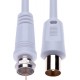 Cabo Coaxial Aéreo de 2m, Conector F para RF, Branco