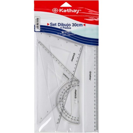 Kit Escolar de Desenho: Régua, Esquadro e Transferidor