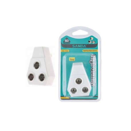 Adaptador Cabo de Antena Coaxial 3 Fêmea em 1 Macho