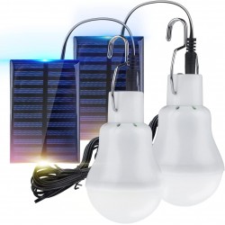 Lâmpada Solar LED Portátil de 3W com Cabo de 3m - Conjunto de 2 Unidades