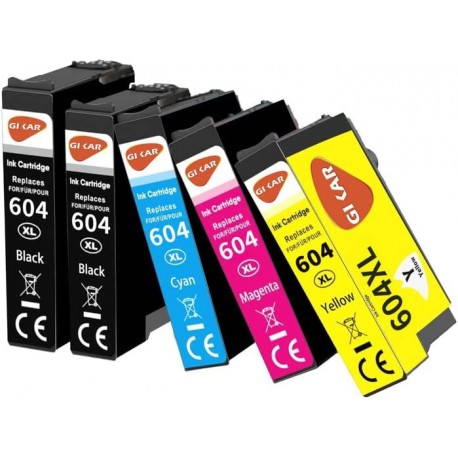 Pack de 5 Cartuchos de Tinta Compatíveis com Epson 604XL