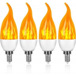 Pack de 4 Lâmpadas LED E14 com Efeito de Chama - 3W 