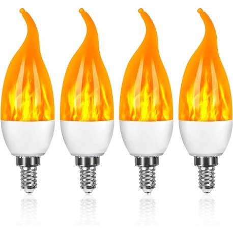 Pack de 4 Lâmpadas LED E14 com Efeito de Chama - 3W 
