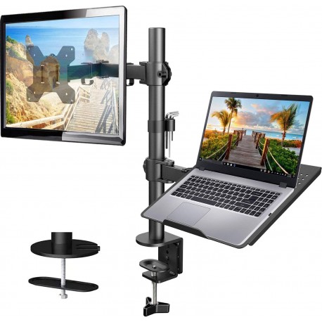 Suporte Ergonómico de Mesa para Monitores de 13-27 Polegadas e Portáteis até 15,6 Polegadas 