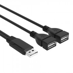 Cabo USB Fêmea para 2 USB Macho - Carga e Transmissão de Dados 30cm