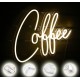 Letreiro Decorativo 'Café' em Néon LED Branco Quente