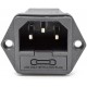 Conector IEC C14 Macho com Porta-Fusíveis - 10A 250V