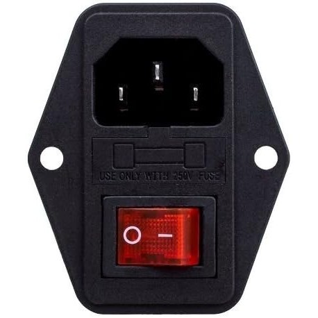  Conector de Alimentação AC com Fusível e Interruptor LED - C14, 10A 250V