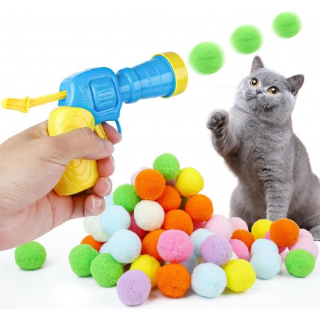 Pistola Lança Bolas de Pelúcia para Gatos