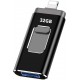 Pen LASHDRIVE 32GB de Memória USB 4 em 1