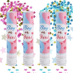 Canhões de Confeti Para Baby Shower - Celebração Inesquecível com 4 Canhões em Azul e Rosa