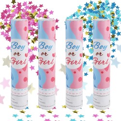 Canhões de Confeti Para Baby Shower - Celebração Inesquecível com 4 Canhões em Azul e Rosa