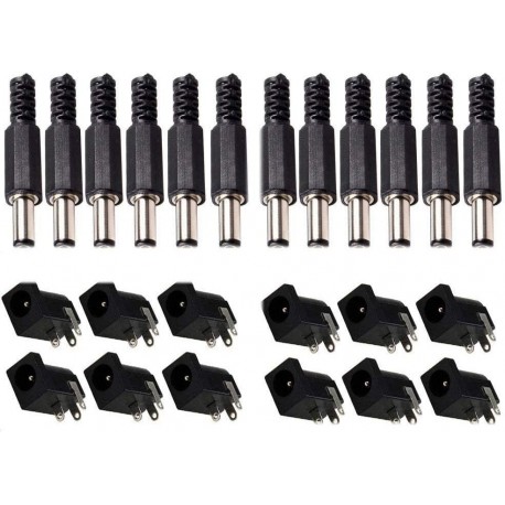  Kit de Conectores DC Power Jack Socket de Montagem em Painel 5,5 x 2,1 mm/5,5 x 2,5 mm 