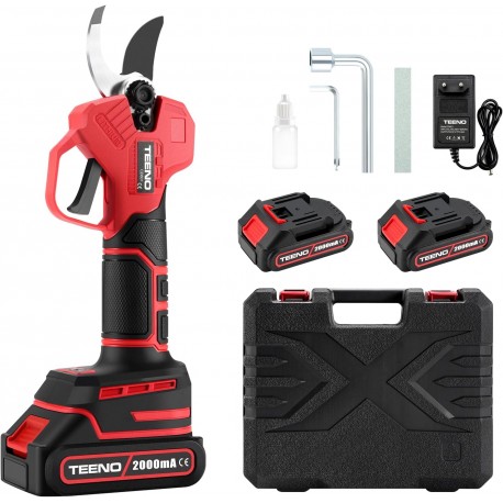 Tesoura de Poda Elétrica TEENO - Sem Fios com Motor Sem Escovas e Bateria Dupla de 2000 mAh