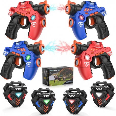 Conjunto de Laser Tag TERRAMUS Mini com 4 Pistolas e Coletes Infravermelhos