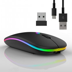  Rato Sem Fios Bluetooth Recarregável com Iluminação RGB 