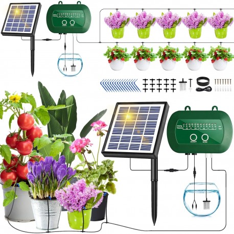 Sistema de Irrigação Solar Automático para Jardim com 15 Cabeças de Rega