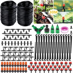 Sistema de Rega por Gotejamento Automático com 149 Peças e 30 Metros de Kit de Irrigação Ajustável