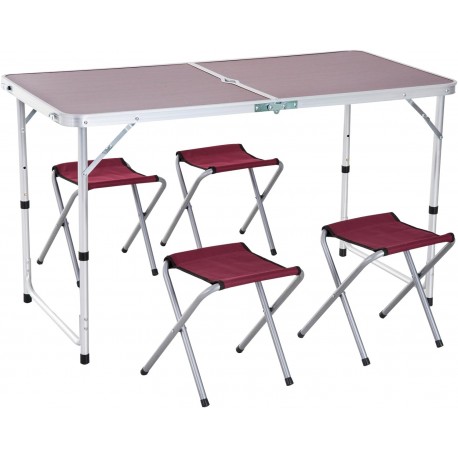 Conjunto de Mesa e Bancos Dobráveis Outsunny para Campismo e Jardim - Portátil e Ajustável