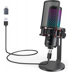 Microfone USB RGB Zealsound para Gaming, Streaming e Podcast
