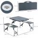 Mesa de Campismo Dobrável com 4 Assentos e Orifício para Guarda-Sol