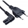 Cabo de Alimentação IEC C7 de 2m com Ângulo Reto para Tomada UE