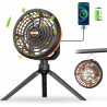 Ventilador Portátil de Camping USB 5 em 1 com Luz LED, Gancho e Carga Rápida