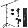 Suporte de Microfone Dobrável com Tripé e Braço Ajustável para Apresentações e Eventos