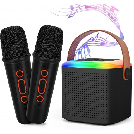 Conjunto Karaoke com 2 Microfones Sem Fios Bluetooth para Crianças com Luzes LED