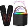 Conjunto Karaoke com 2 Microfones Sem Fios Bluetooth para Crianças com Luzes LED