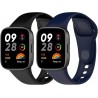 2 Pulseiras Desportivas Compatíveis com Xiaomi Redmi Watch 3 - Silicone Preto e Azul